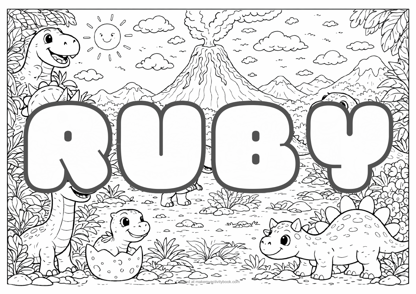 Ruby dinosaur colouring sheet
