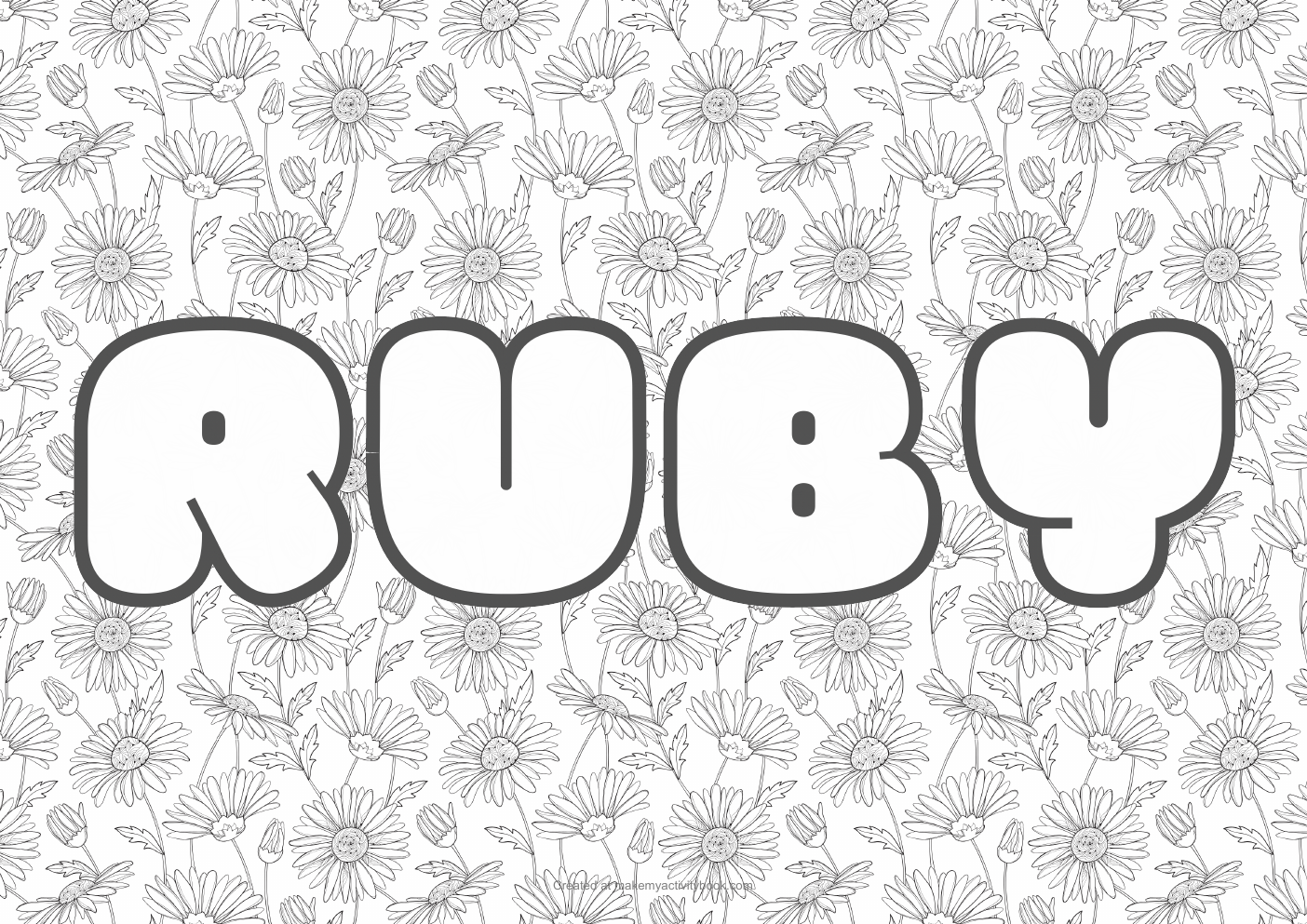 Ruby flowers colouring sheet