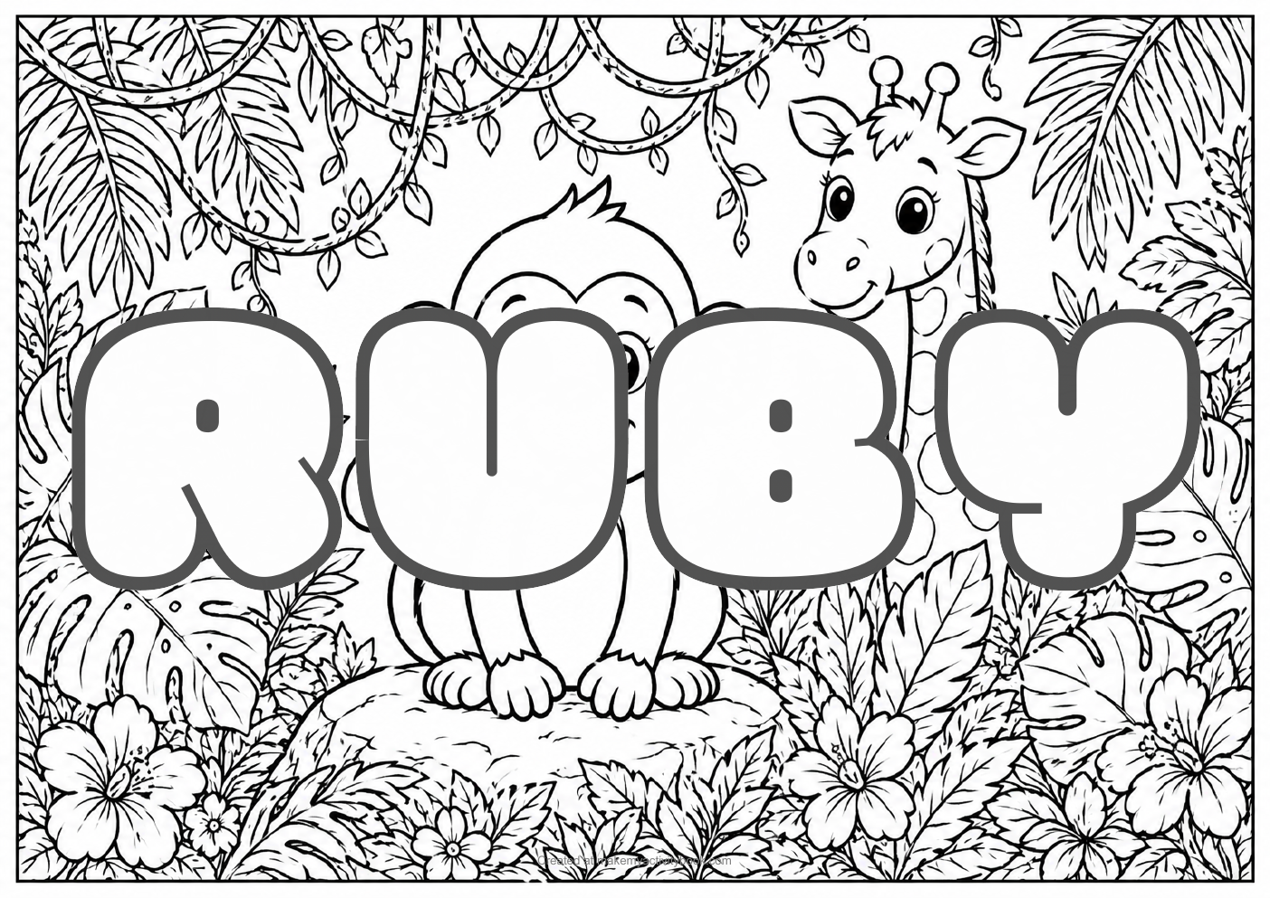 Ruby jungle colouring sheet