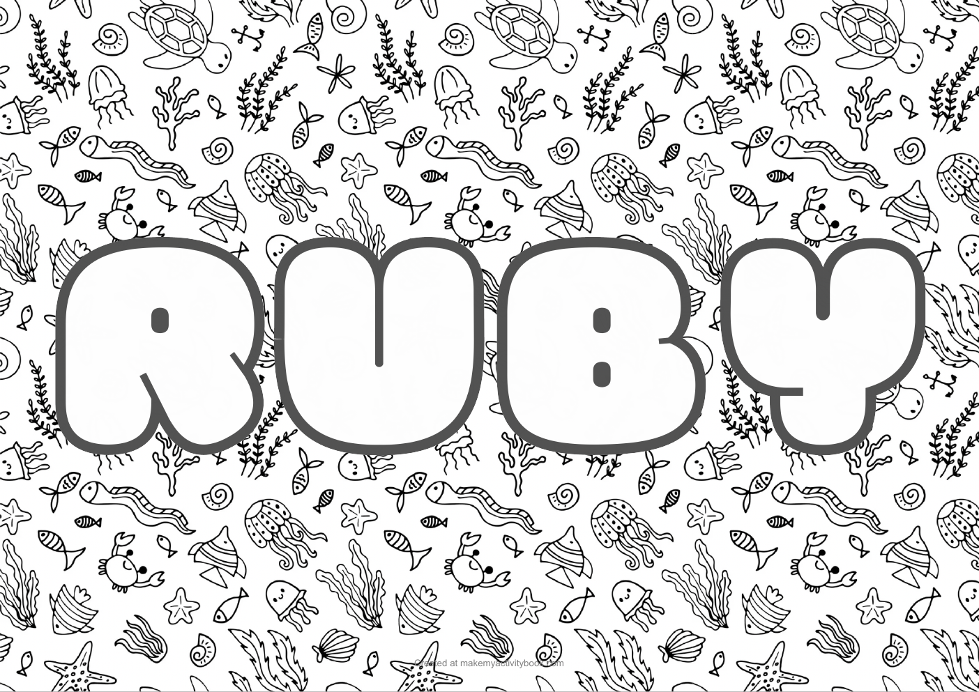 Ruby sea colouring sheet