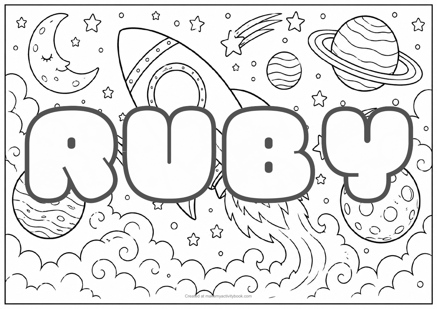 Ruby space colouring sheet