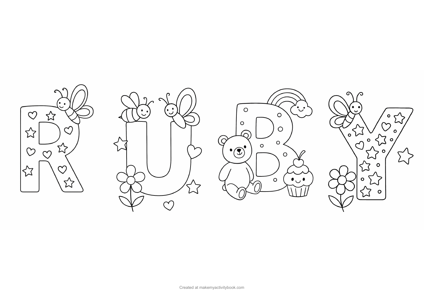 Ruby letters colouring sheet