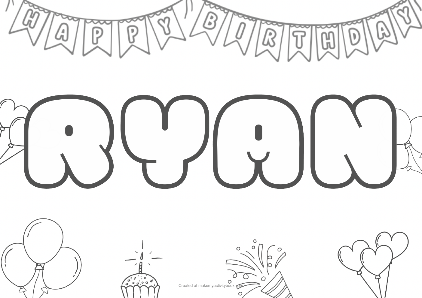 Ryan birthday colouring sheet