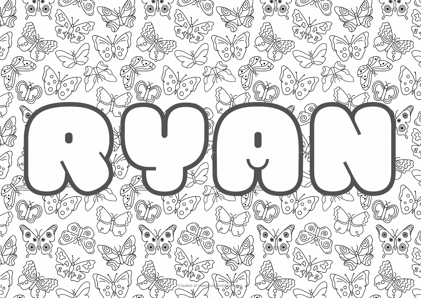 Ryan butterflies colouring sheet
