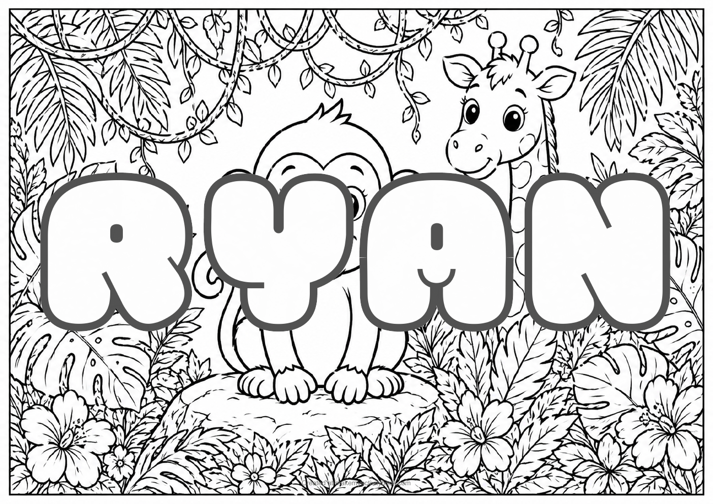 Ryan jungle colouring sheet