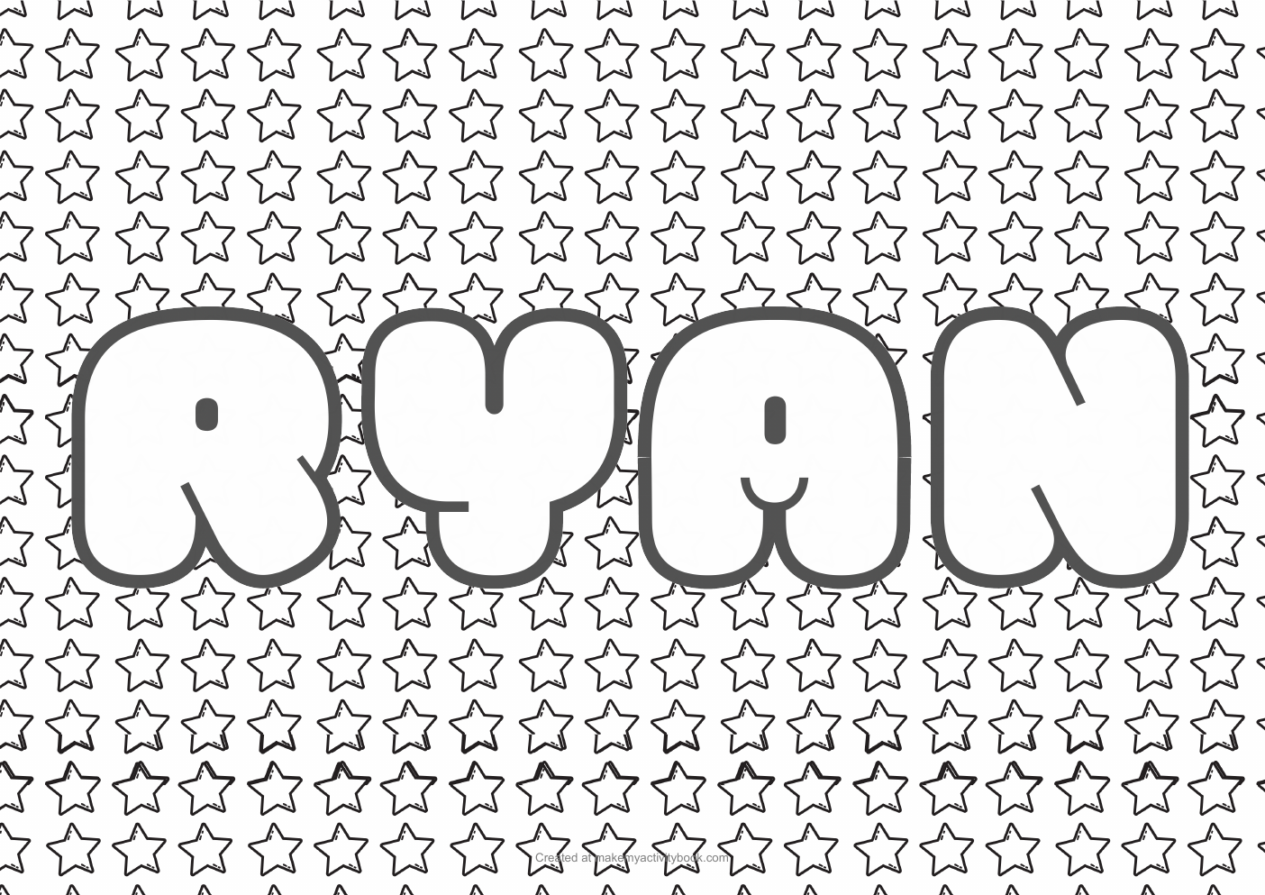 Ryan Bubble letters — Stars border colouring sheet