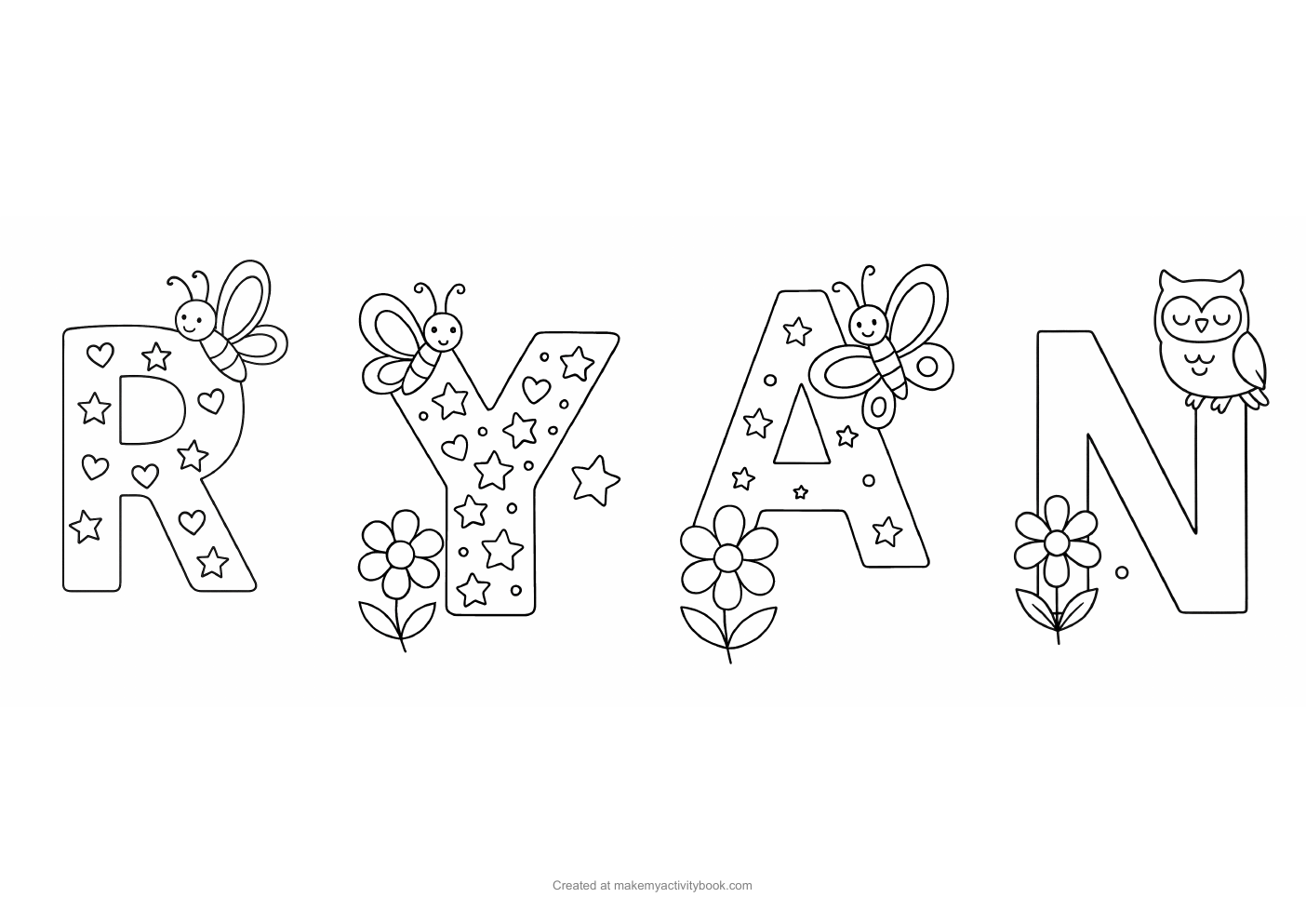 Ryan letters colouring sheet