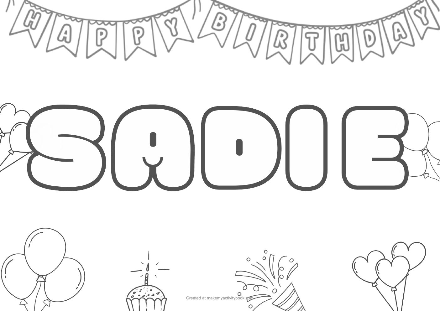 Sadie birthday colouring sheet