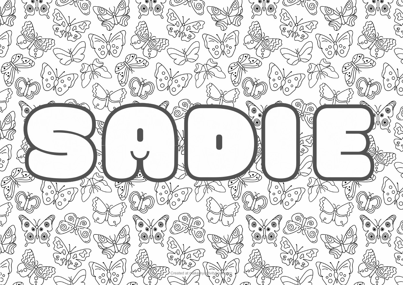 Sadie butterflies colouring sheet