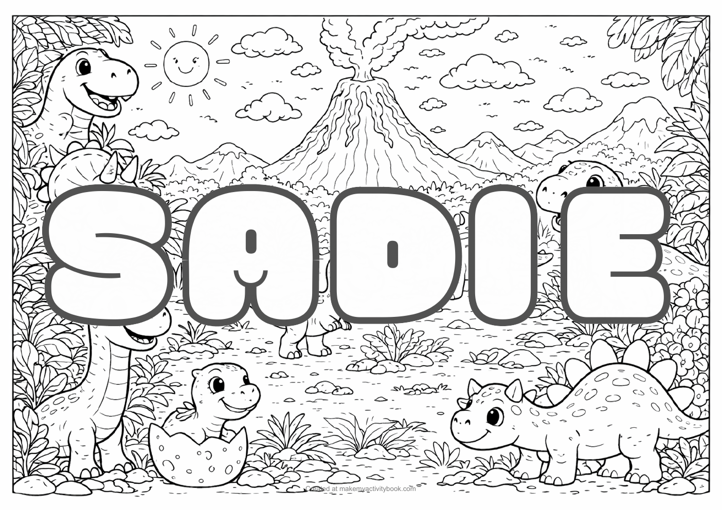Sadie dinosaur colouring sheet