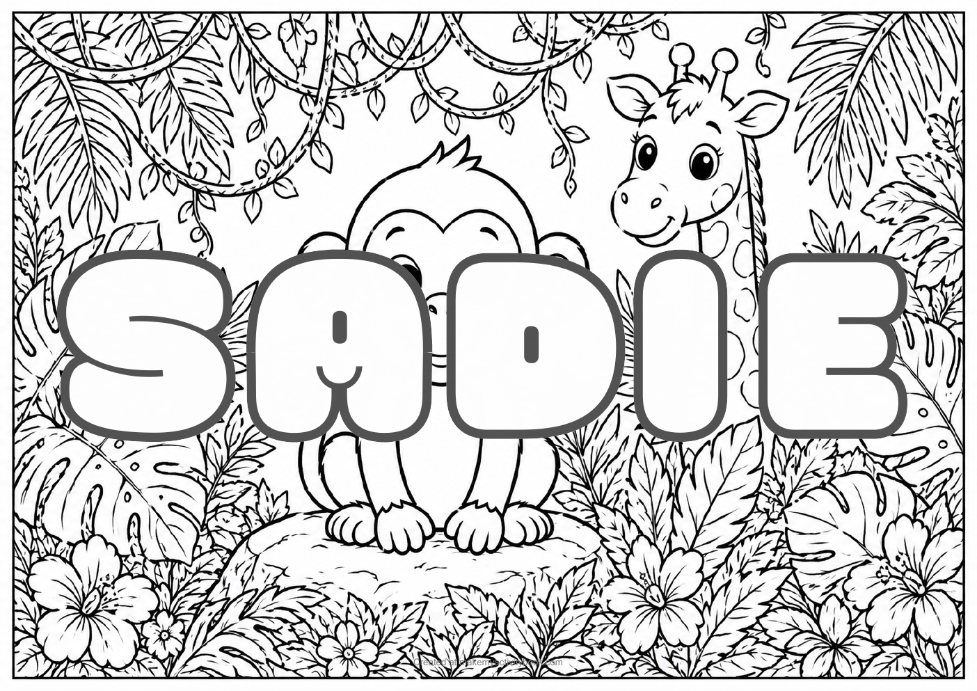 Sadie jungle colouring sheet