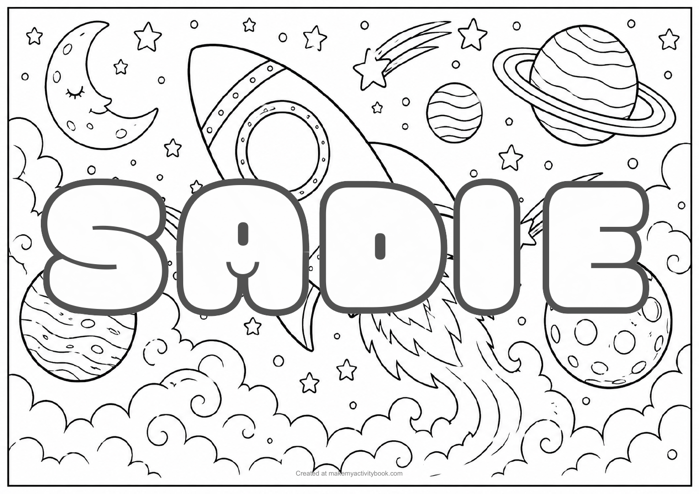 Sadie space colouring sheet