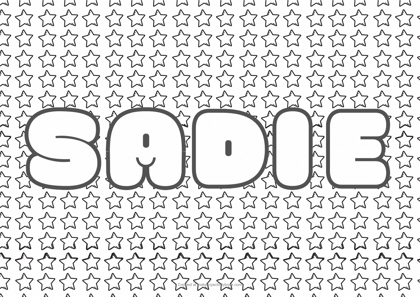 Sadie Bubble letters — Stars border colouring sheet