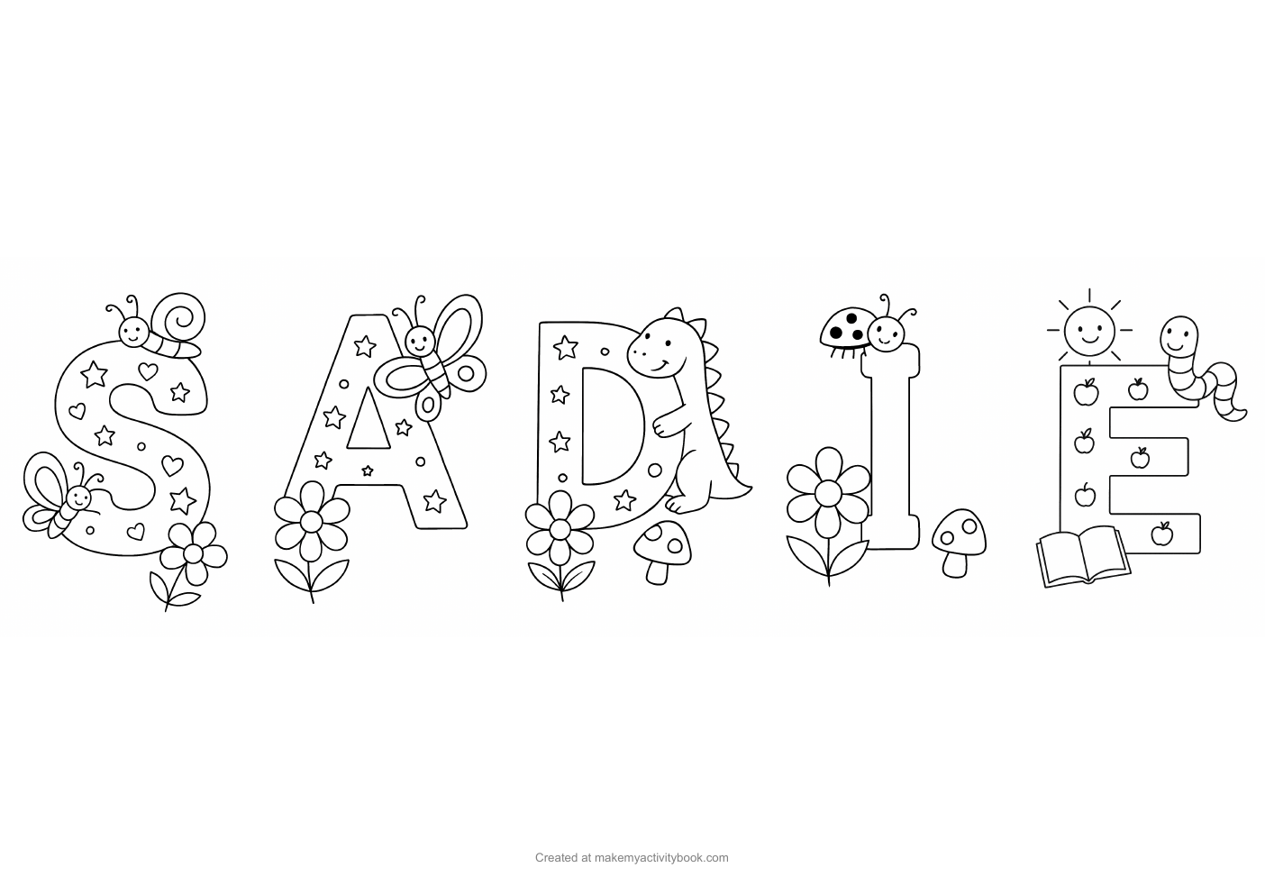 Sadie letters colouring sheet