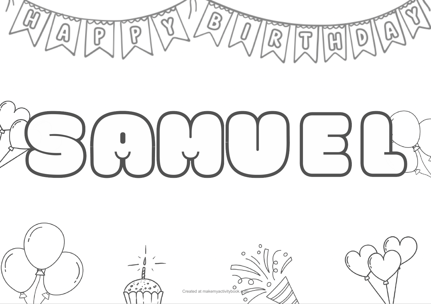 Samuel birthday colouring sheet