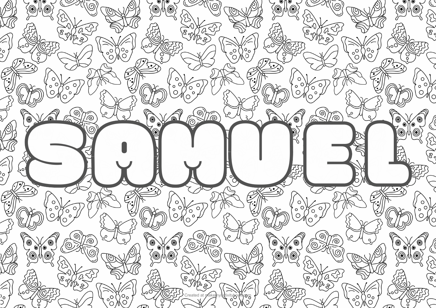 Samuel butterflies colouring sheet