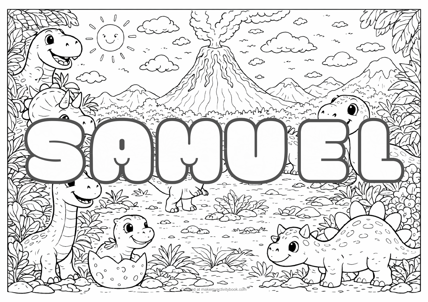 Samuel dinosaur colouring sheet
