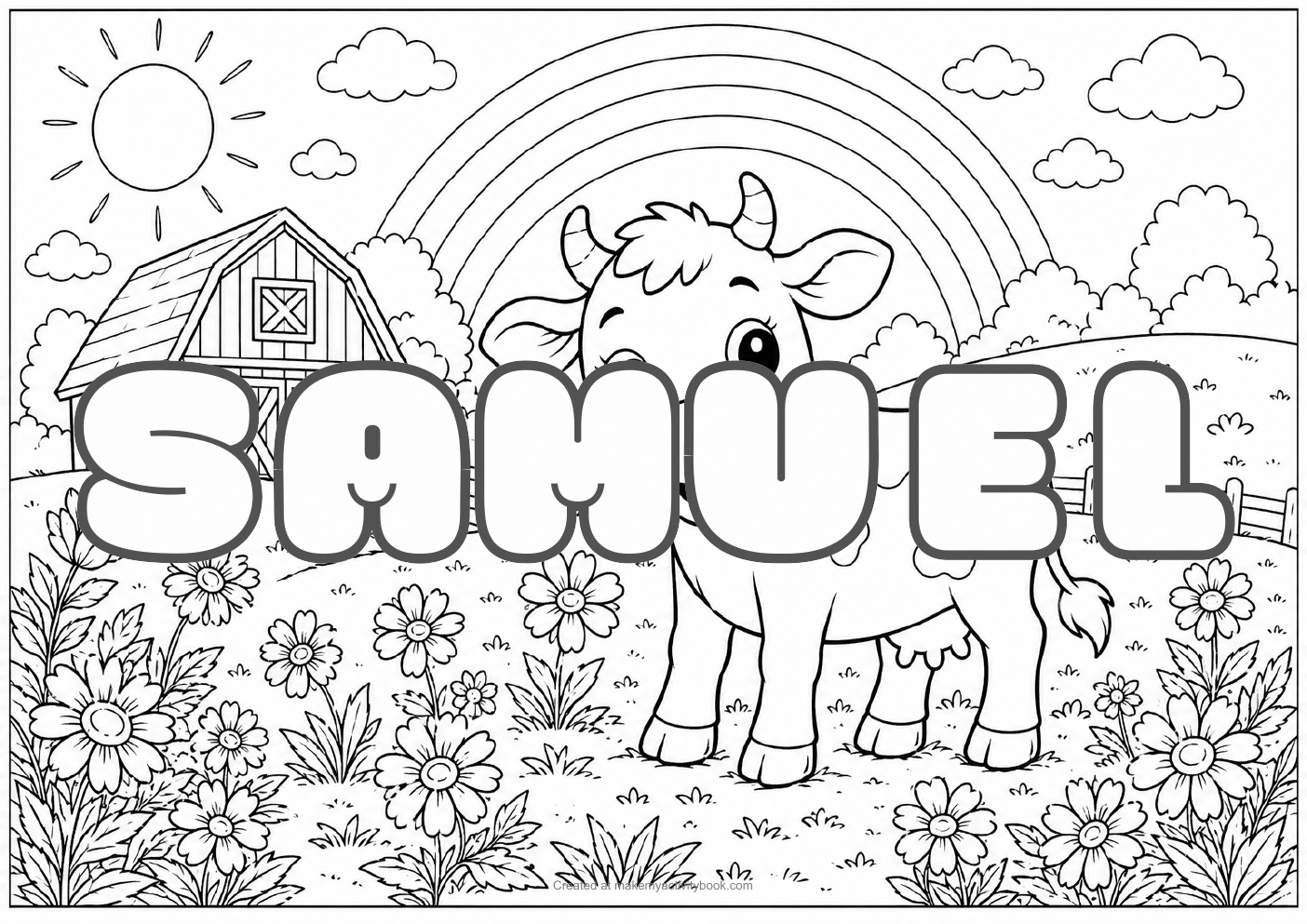 Samuel farm colouring sheet