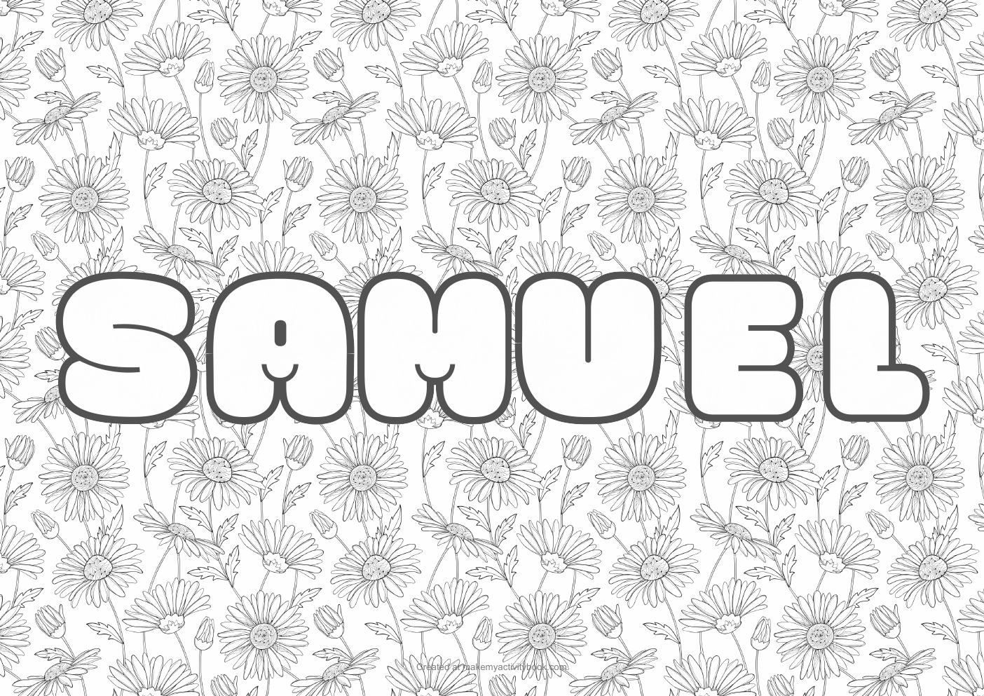 Samuel flowers colouring sheet