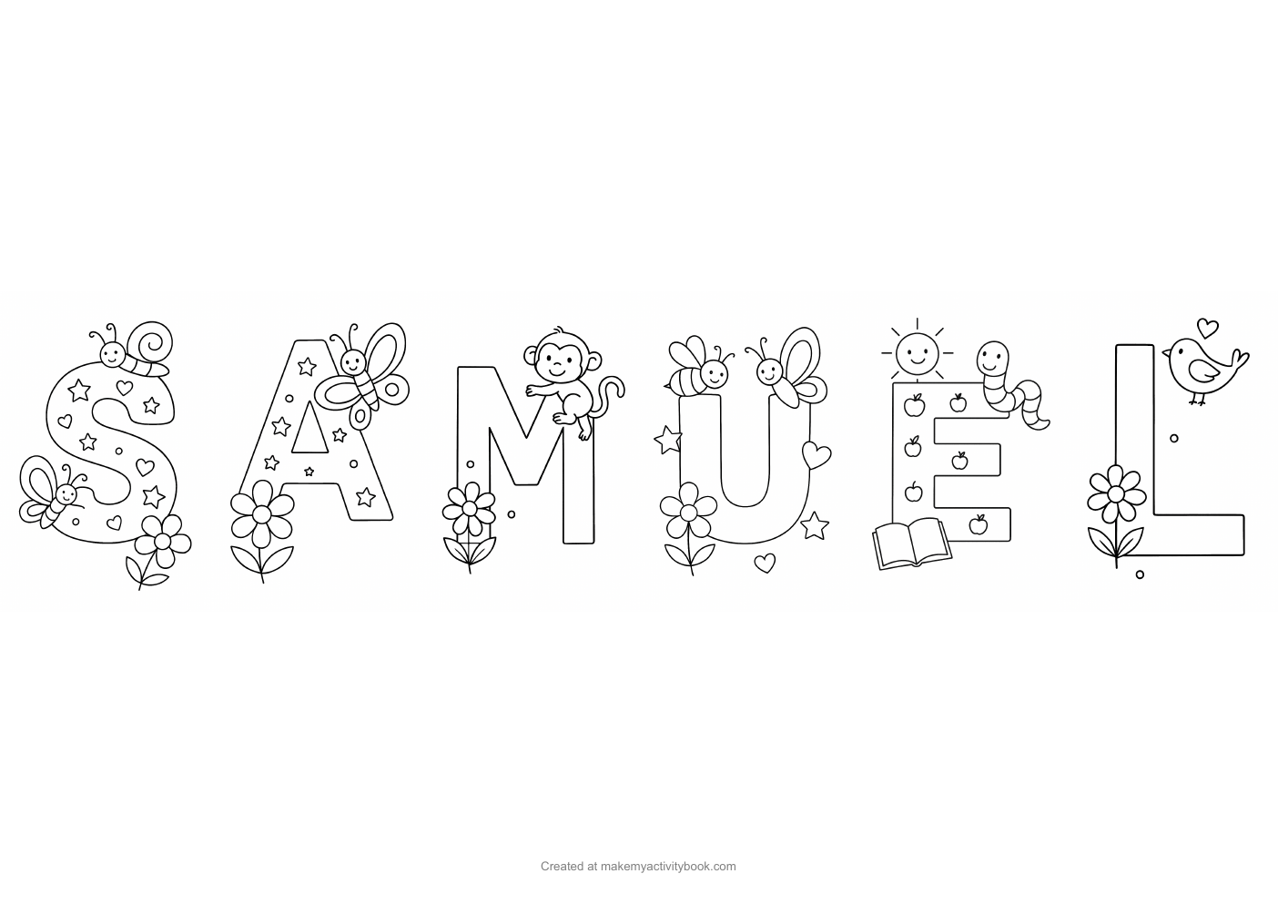 Samuel letters colouring sheet