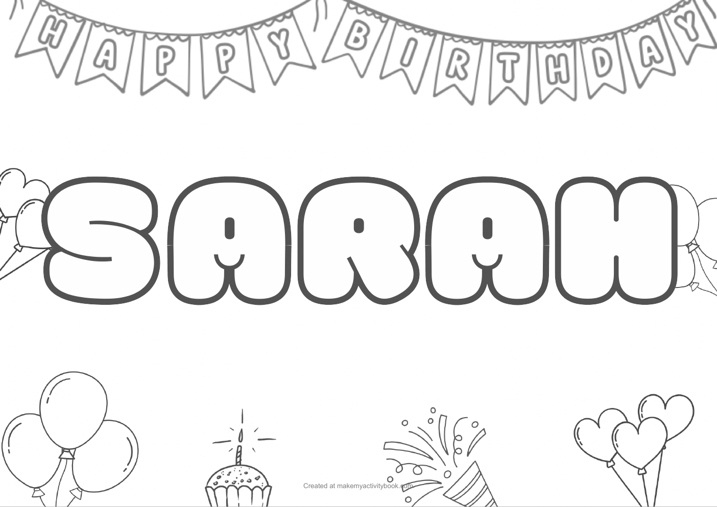 Sarah birthday colouring sheet