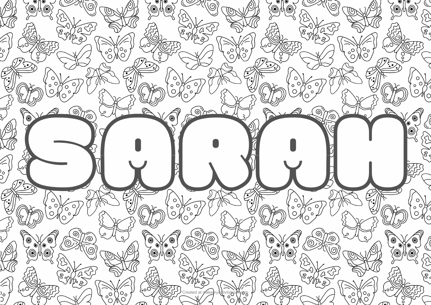 Sarah butterflies colouring sheet