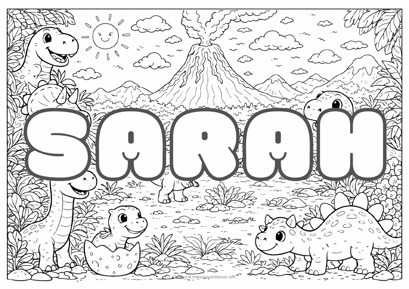 Sarah dinosaur colouring sheet