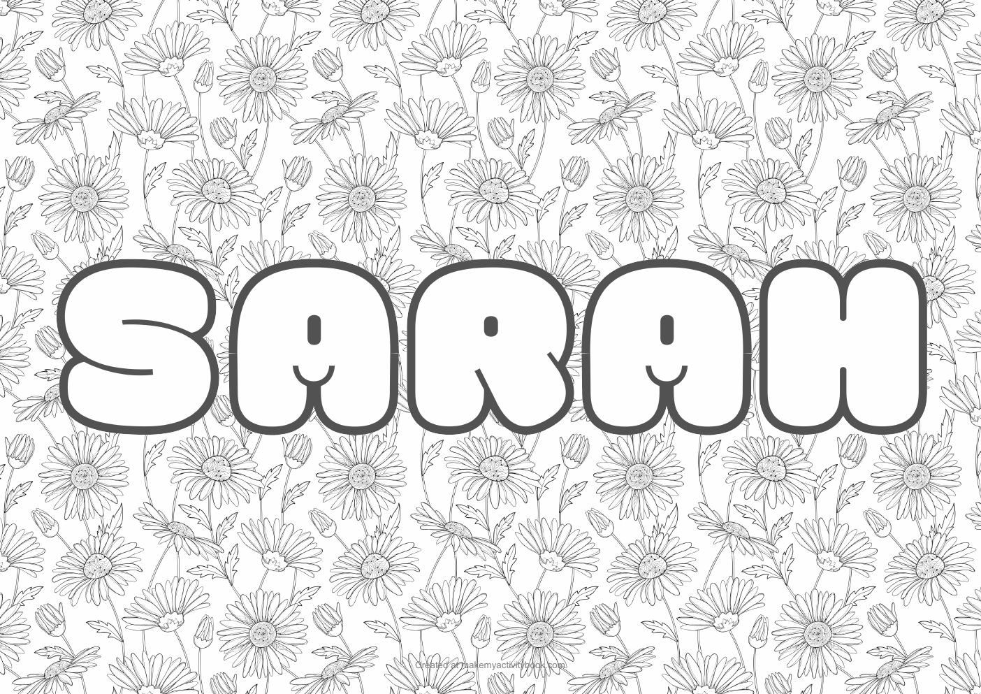 Sarah flowers colouring sheet