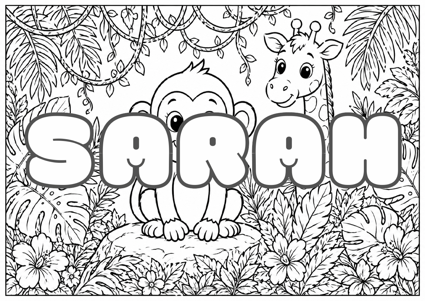 Sarah jungle colouring sheet
