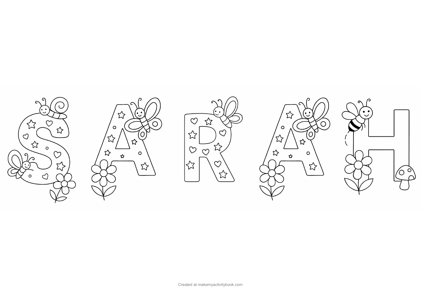 Sarah letters colouring sheet