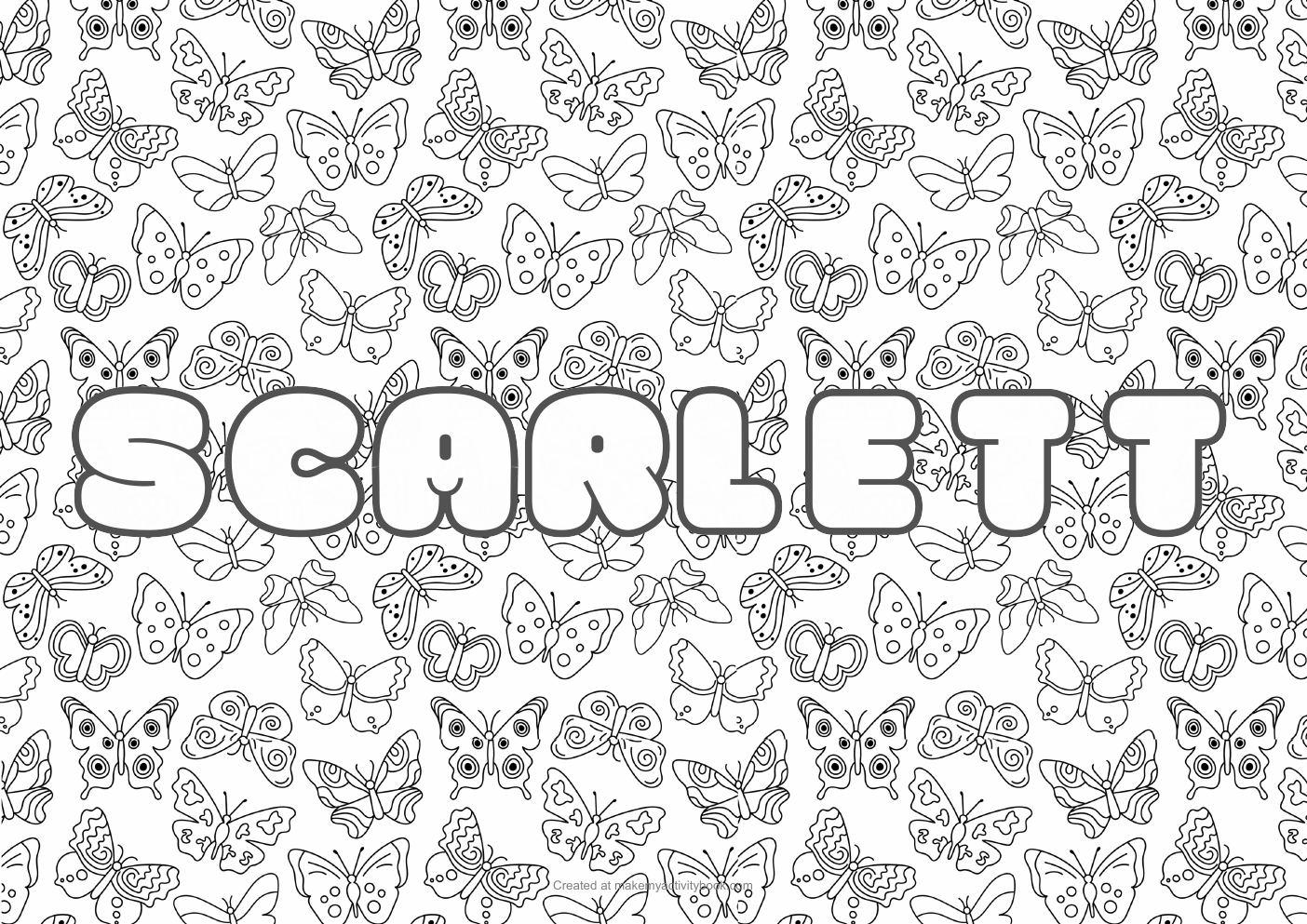 Scarlett butterflies colouring sheet