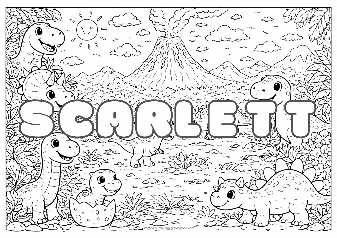 Scarlett dinosaur colouring sheet