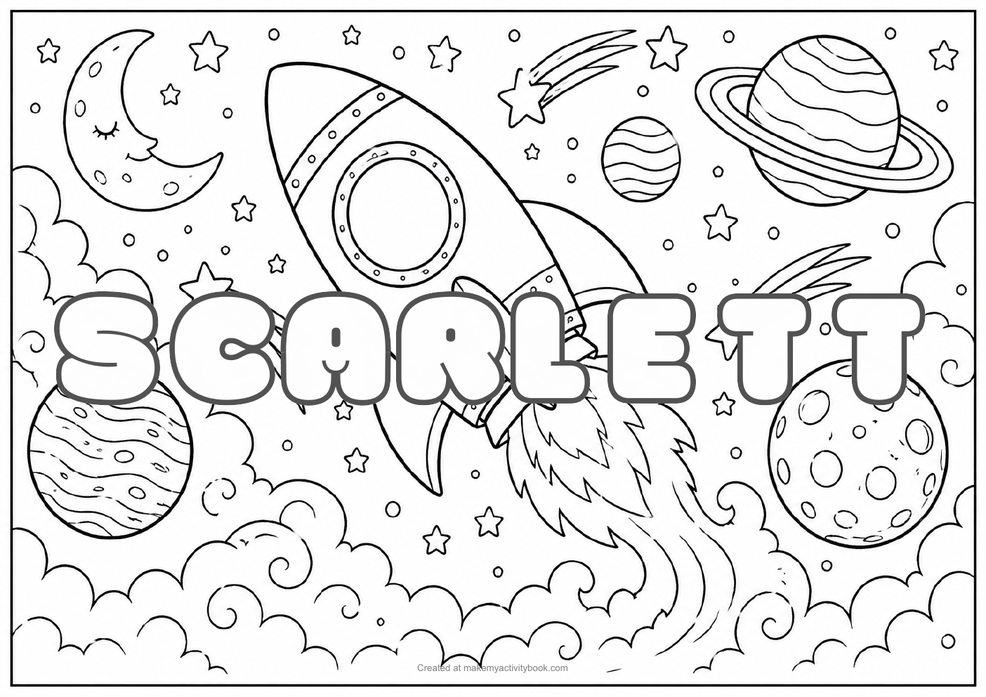 Scarlett space colouring sheet