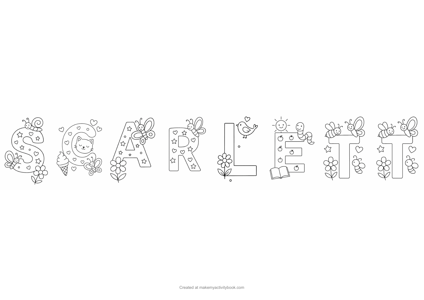 Scarlett letters colouring sheet