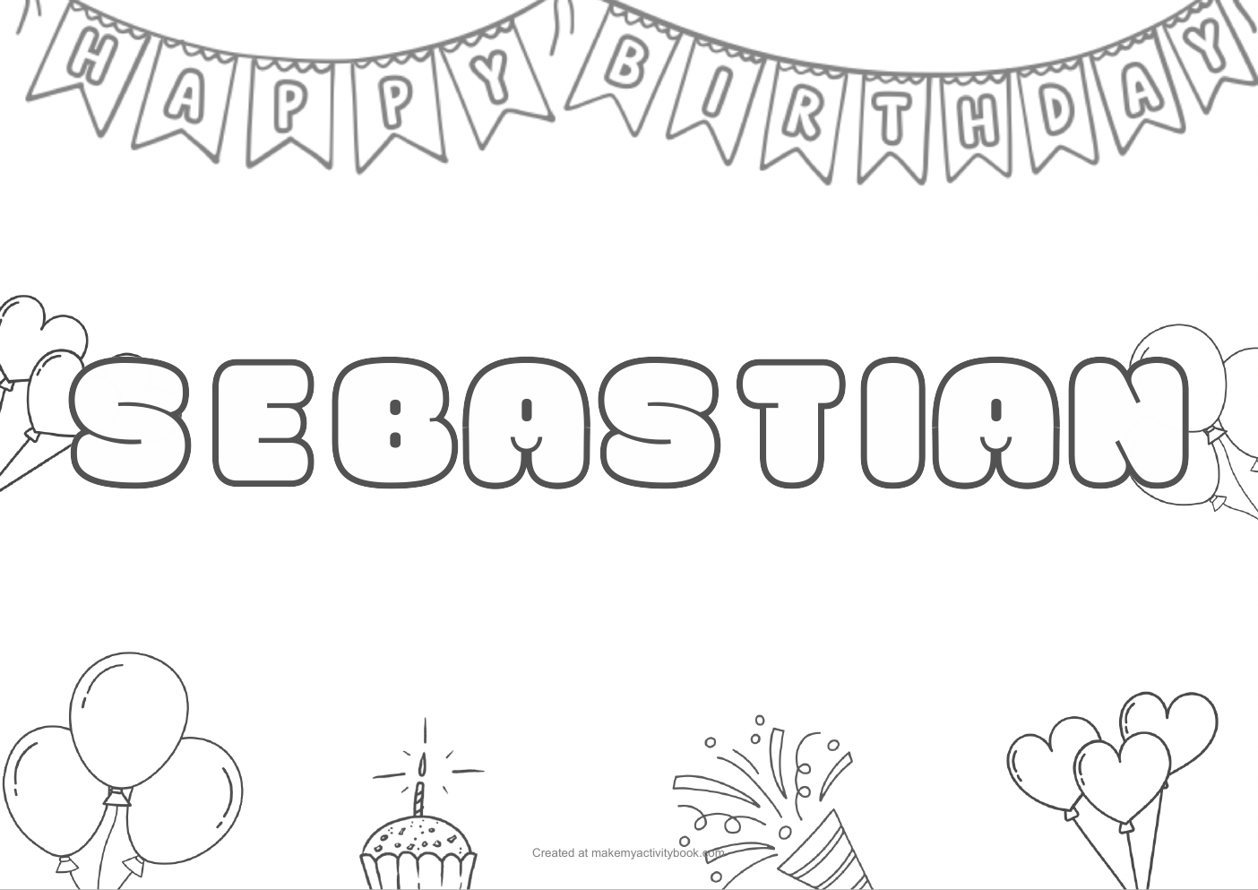 Sebastian birthday colouring sheet