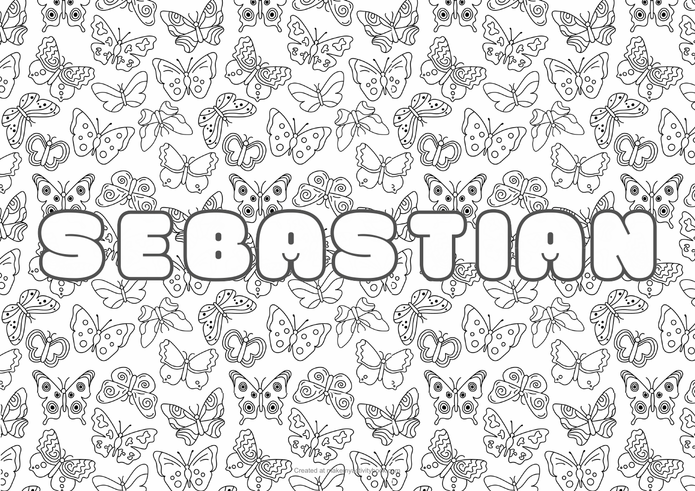 Sebastian butterflies colouring sheet