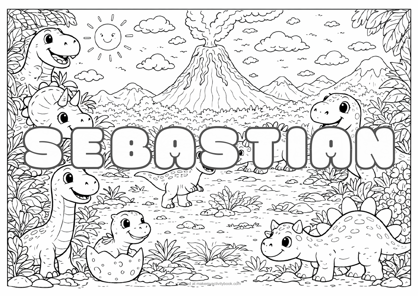 Sebastian dinosaur colouring sheet