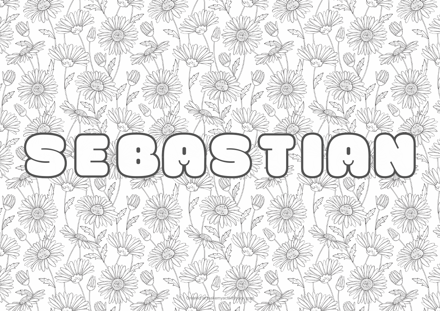 Sebastian flowers colouring sheet