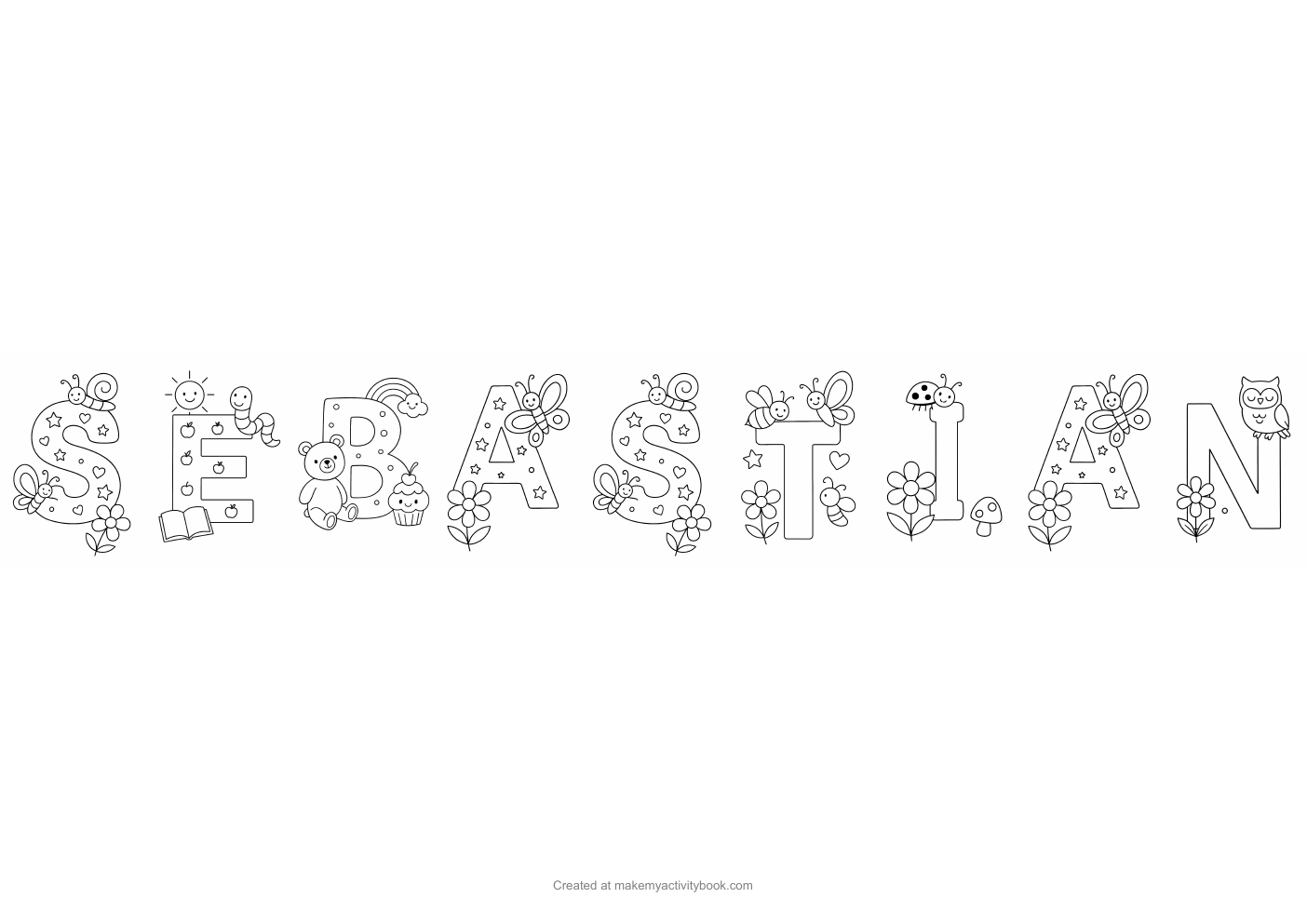 Sebastian letters colouring sheet