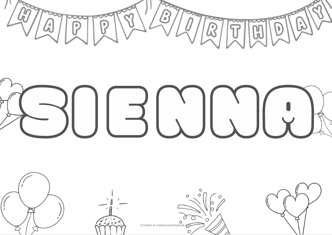 Sienna birthday colouring sheet