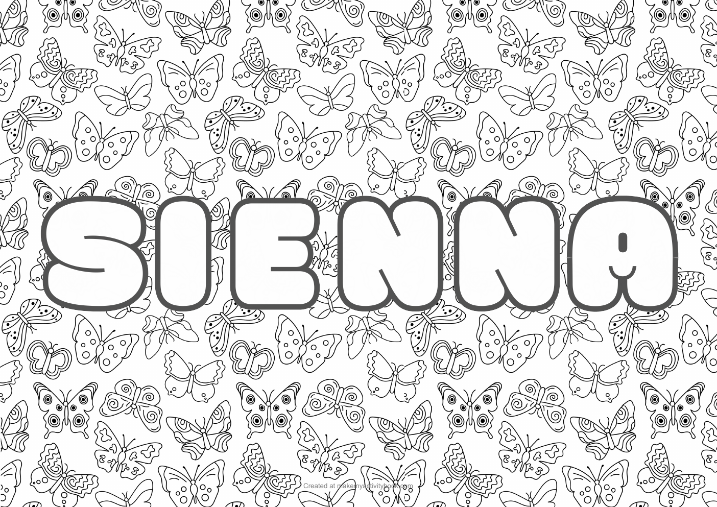 Sienna butterflies colouring sheet