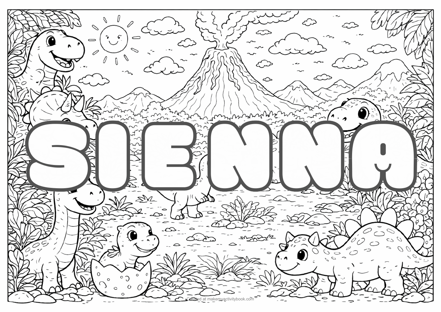 Sienna dinosaur colouring sheet