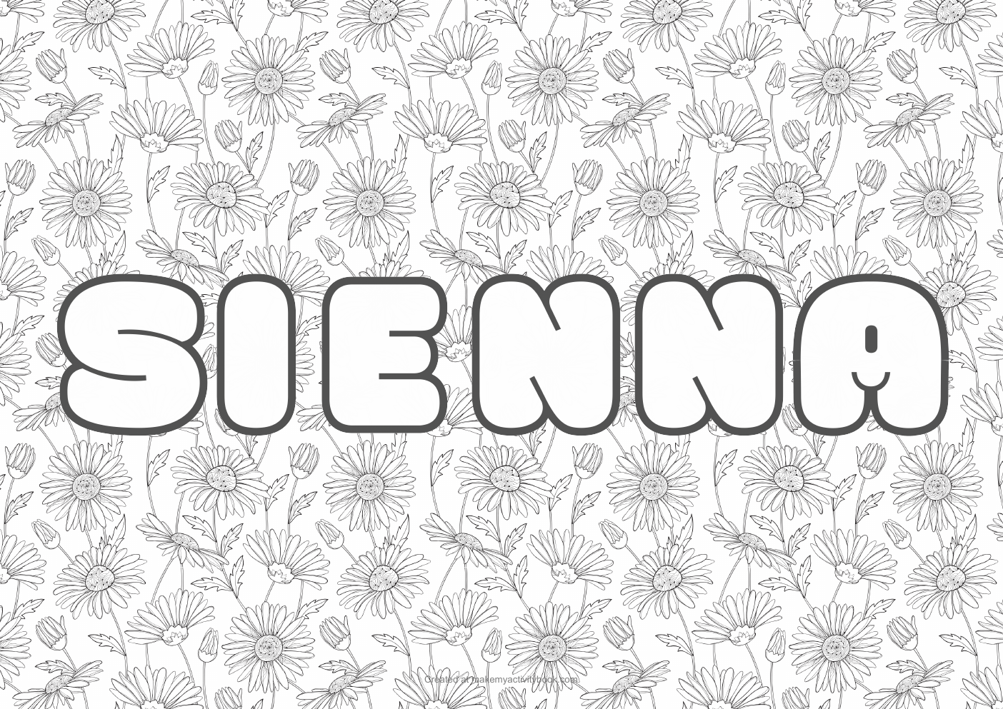 Sienna flowers colouring sheet