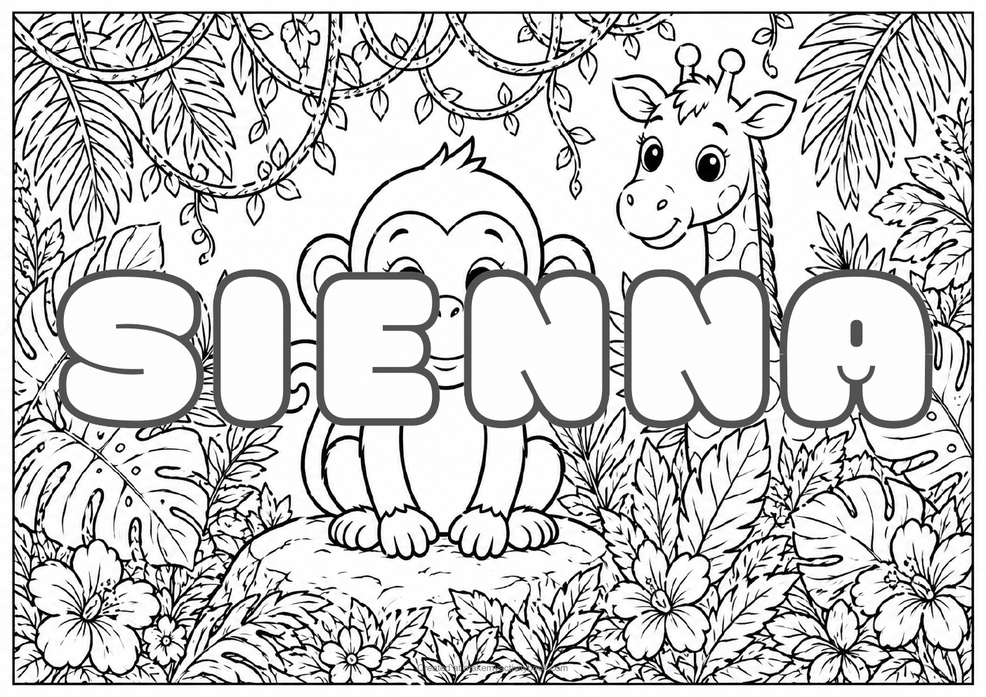 Sienna jungle colouring sheet