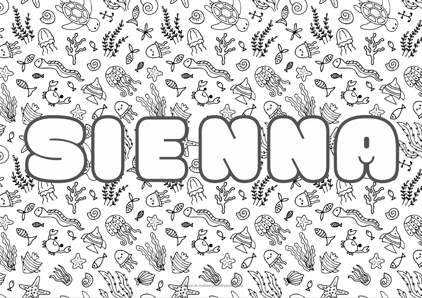 Sienna sea colouring sheet