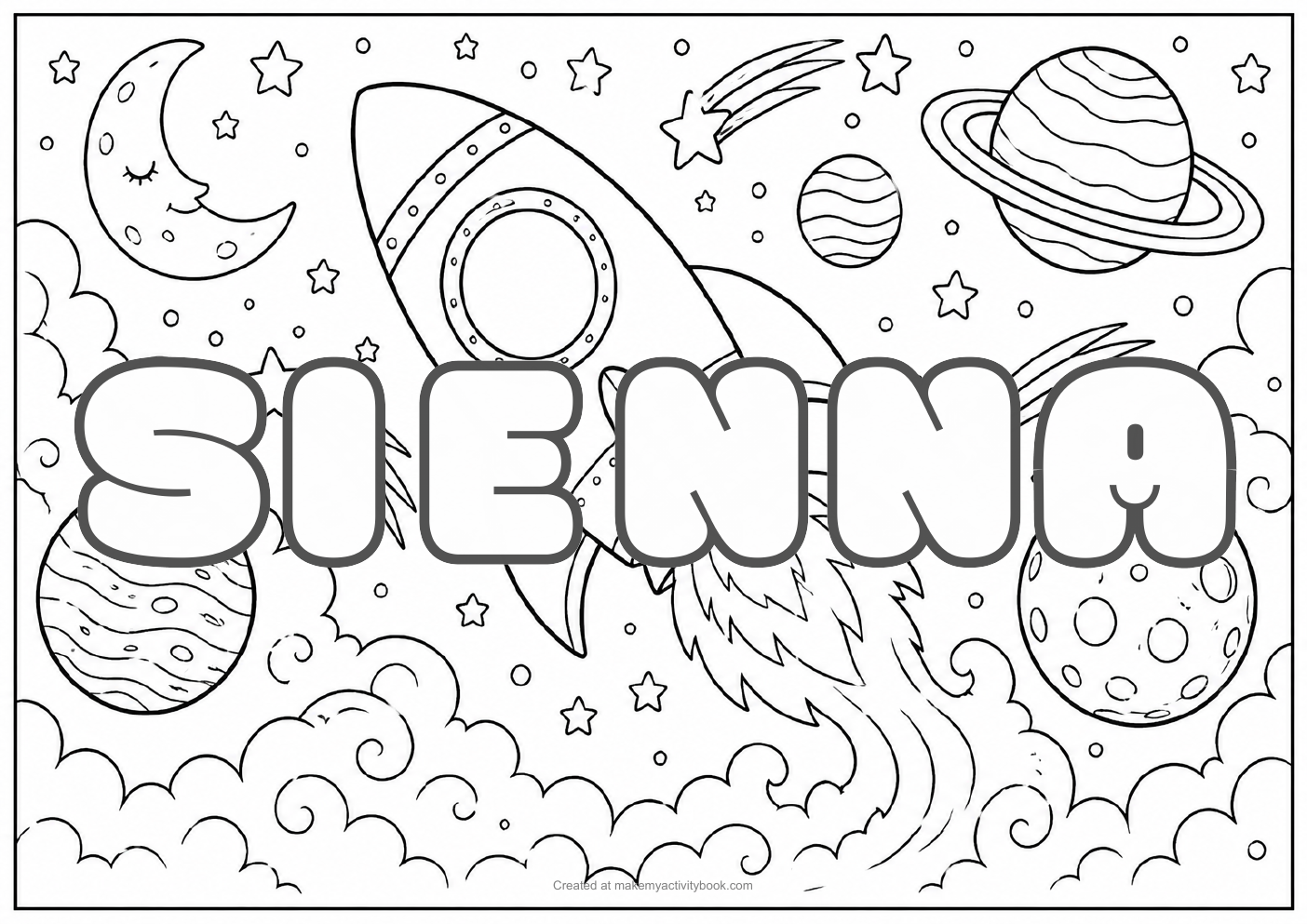 Sienna space colouring sheet