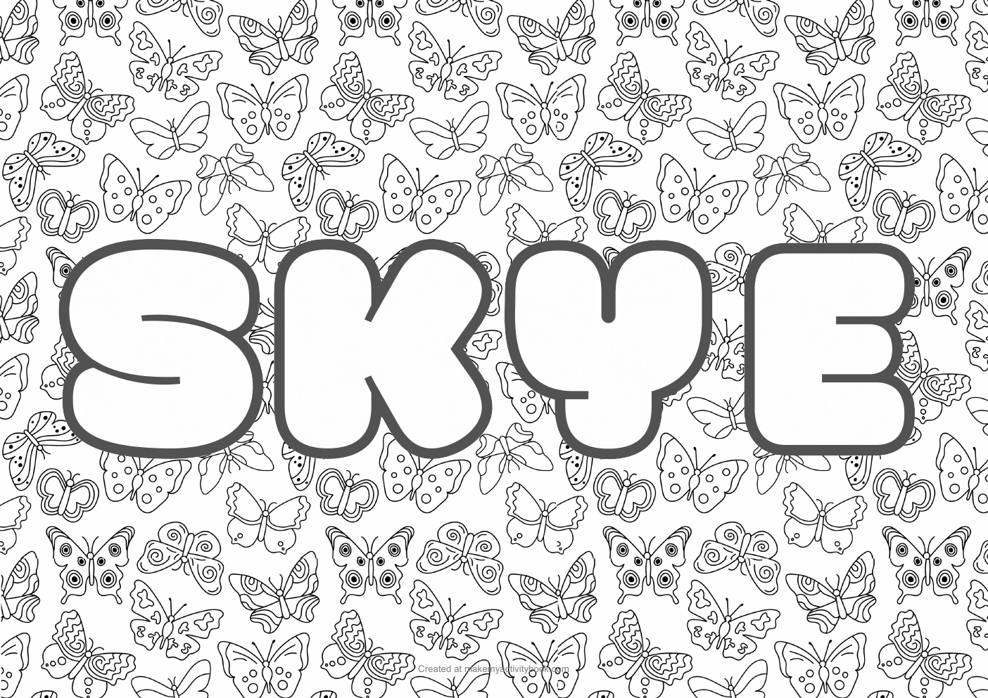 Skye butterflies colouring sheet