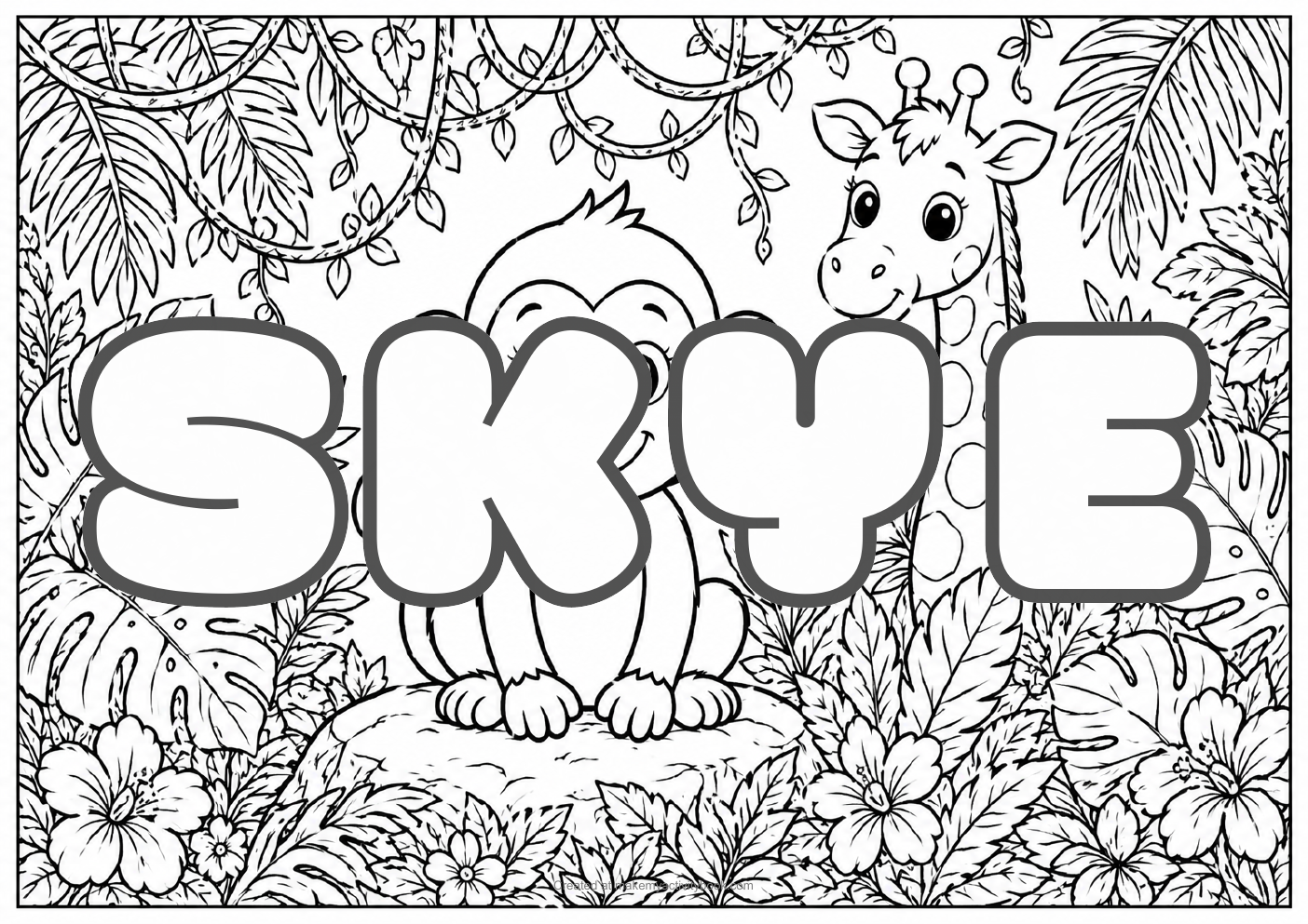 Skye jungle colouring sheet