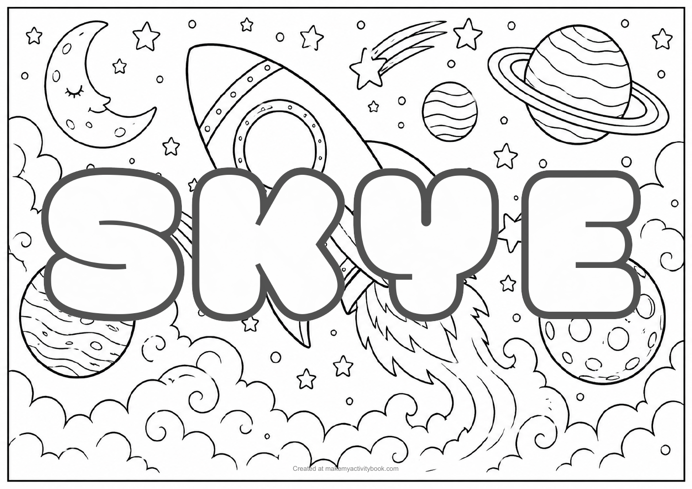 Skye space colouring sheet