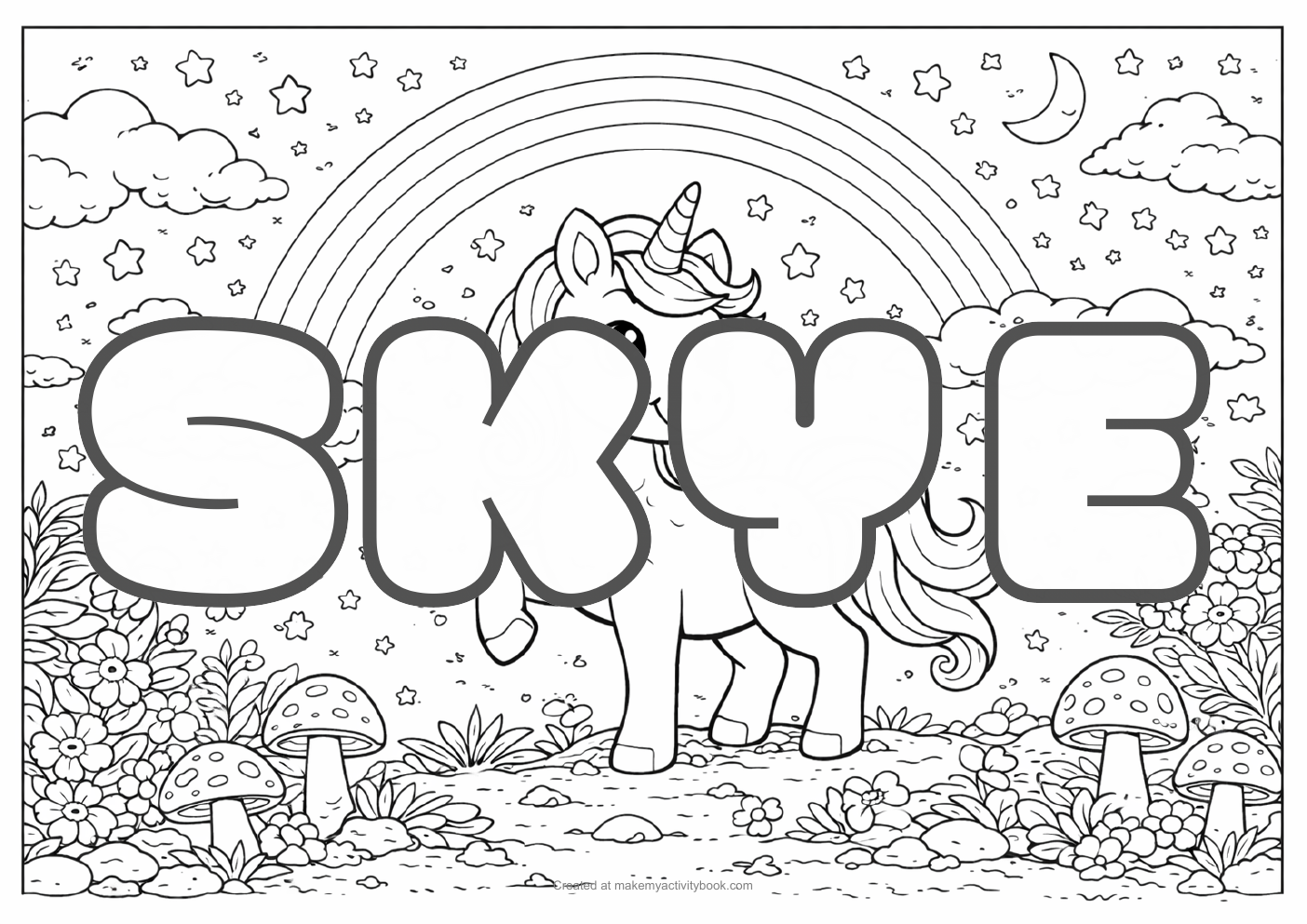 Skye unicorn colouring sheet